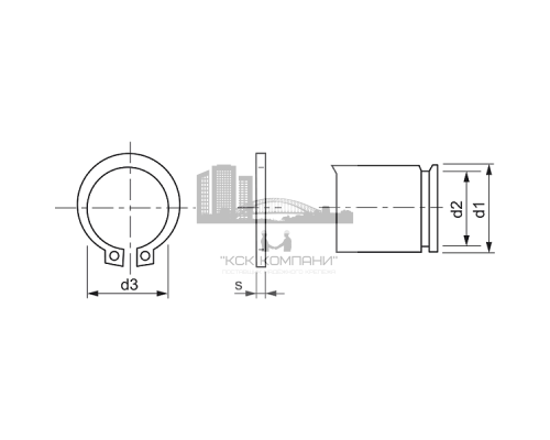 Кольцо внешнее стопорное пружинное для валов DIN 471 (AISI 420), D32