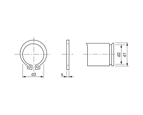 Кольцо стопорное внешнее DIN 471 для вала (оксидированная сталь), D40