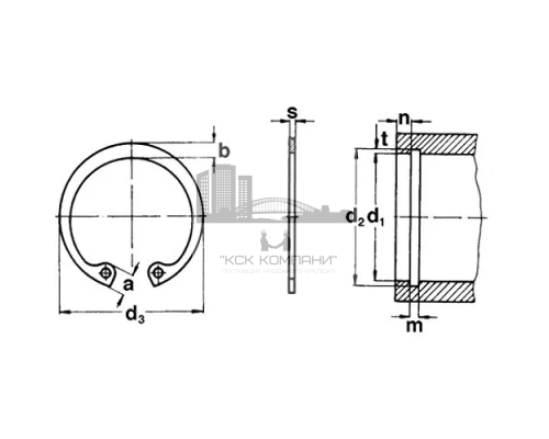 Кольцо внутреннее стопорное пружинное для отверстий DIN 472 (AISI 420), D17