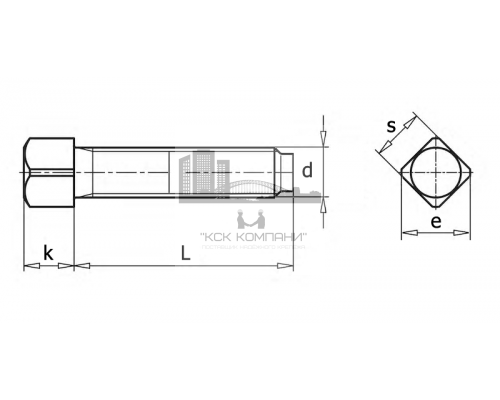 Винт установочный DIN 479 с квадратной головкой и подголовком сталь без покрытия класс прочности 8.8, M16x50 мм  — Винты установочные