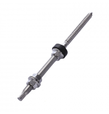 Комплект: шуруп-шпилька (шпилька сантехническая) ART. 9216 A2 / AISI 304 с внешним шестигранником, шайба EPDM, 3 гайки фланцевые DIN 6923, M10x20 мм