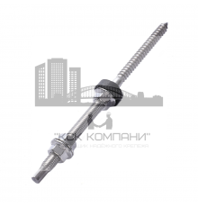 Комплект: шуруп-шпилька (шпилька сантехническая) ART. 9216 A2 / AISI 304 с внешним шестигранником, шайба EPDM, 3 гайки фланцевые DIN 6925, M10x300 мм