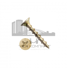 Саморез ГКЛ КР гипсокартон-дерево с крупной резьбой потайной головкой и шлицем Phillips (PH) покрытие желтый цинк, 3.5x16 мм