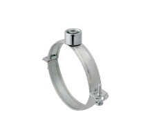 Хомут трубный FISCHER (ФИШЕР) FRSN TRIPLE с гайкой и тройной комбинированной резьбой (оцинкованная сталь), M8/M10/1/2" (3/4") 26-28 мм