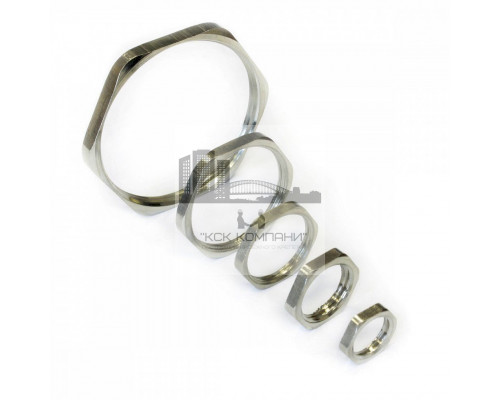 Гайка плоская ЗЭТА ГП2Л установочная (никелированная латунь/резьба PG), PG11