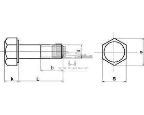 Болт ГОСТ Р 52644-2006 высокопрочный c шестигранной увеличенной головкой (сталь без покрытия класс прочности 10.9 ХЛ), M24x100 мм