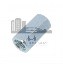 Гайка-втулка соединительная DIN 6334 шестигранная удлиненная оцинкованная сталь класс прочности 8.0, M20х60 мм