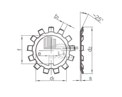 Шайба стопорная многолапчатая DIN 5406 стальная без покрытия, МВ4 36x20x1 мм