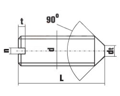 Винт установочный DIN 553 с прямым шлицем и коническим концом сталь без покрытия класс прочности 14Н, M4x5 мм