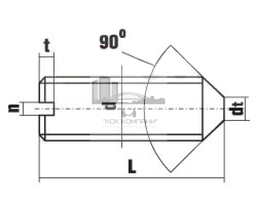 Винт установочный DIN 553 с прямым шлицем и коническим концом сталь без покрытия класс прочности 14Н, M10x20 мм  — Винты установочные
