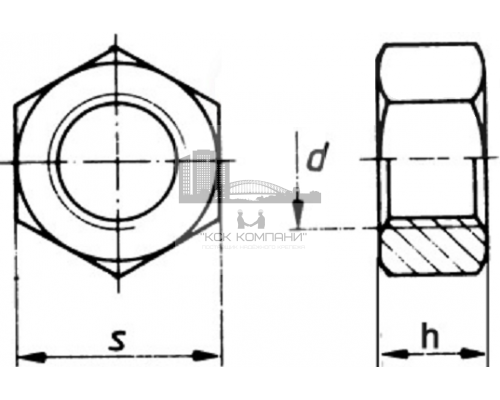 Гайка шестигранная высокая UNI 5587 (A2) , M10