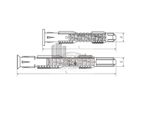 Дюбель рамный фасадный RDF с шурупом с шестигранной головкой и прессшайбой, 10х80 мм