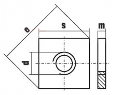 Гайка квадратная низкая DIN 562 (A2), M4