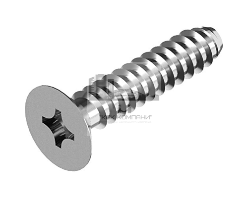 Винт самонарезающий DIN 7982 F (A2) с тупым концом с потайной головкой шлиц Phillips, D3,5X13