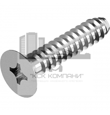 Винт самонарезающий DIN 7982 F (A2) с тупым концом с потайной головкой шлиц Phillips, D4,2X16