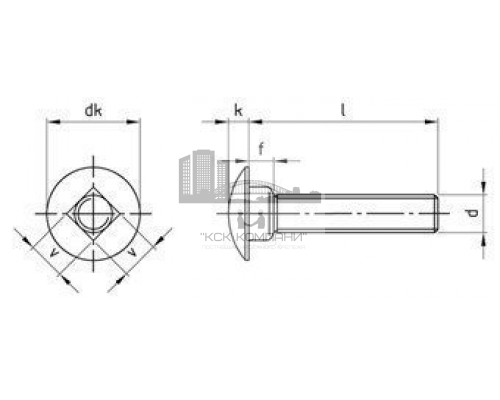 Болт DIN 603 F (A4) с полукруглой головкой и квадратным подголовком, M12X100
