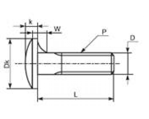 Болт ГОСТ 7801-81 мебельный с увеличенной полукруглой головкой и усом класса точности С (оцинкованная сталь), M10x130 мм  купить в Москве