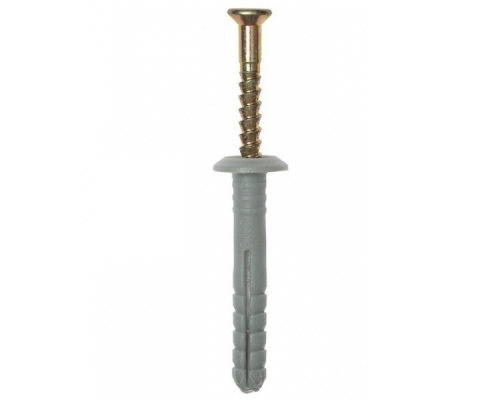 Дюбель-гвоздь с грибовидным бортиком (полипропилен/оцинкованная сталь), 6x80 мм