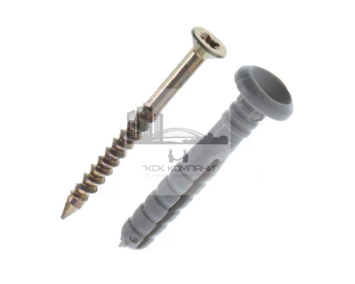 Дюбель-гвоздь с грибовидным бортиком (полипропилен/оцинкованная сталь), 6x50 мм