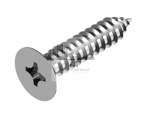 Винт самонарезающий DIN 7982 H (A2) с острым концом с потайной головкой шлиц Phillips, D3,9X9,5