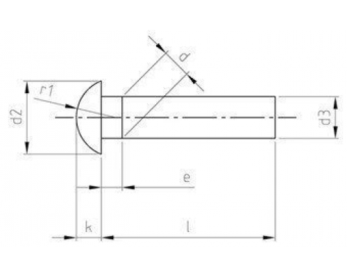 Заклёпка с полукруглой головкой DIN 660 под молоток из нержавеющей стали А4, 4х30 мм