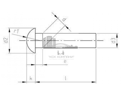 Заклёпка с полукруглой головкой DIN 660 под молоток из нержавеющей стали А4, 3х14 мм
