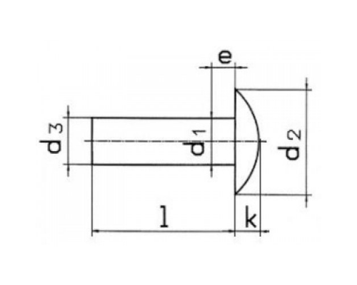Заклепка стальная без покрытия под молоток DIN 660 с полукруглой головкой, 5x16 мм