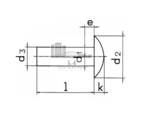 Заклепка стальная без покрытия под молоток DIN 660 с полукруглой головкой, 6x16 мм