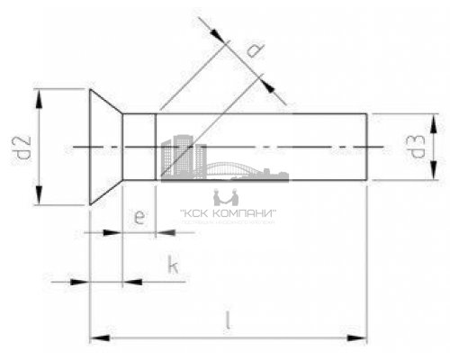 Заклёпка с потайной головкой DIN 661 под молоток из нержавеющей стали А2, 4х28 мм