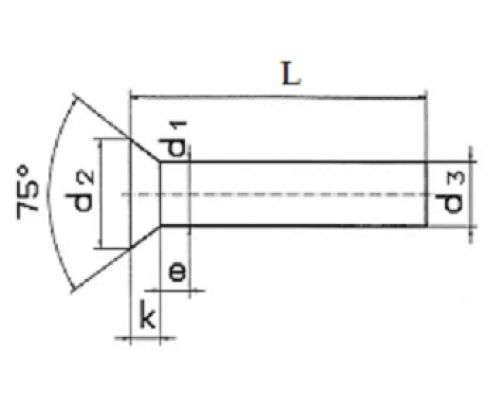 Заклепка алюминиевая DIN 661 под молоток с потайной головкой, 5x12 мм
