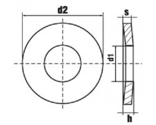 Шайба пружинная тарельчатая DIN 6796 (A4) для болтовых соединений, 17.0xM16