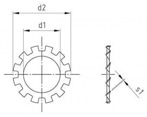 Шайба пружинная с внешними зубцами DIN 6797 AZ (A2) форма A, 4.3xM4