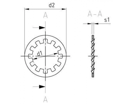 Шайба пружинная с внутренними зубцами DIN 6797 J (A2) форма J, 8.4xM8