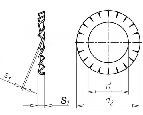 Шайба стопорная с внешними зубцами DIN 6798 A (A4) форма A, 24.0xM24
