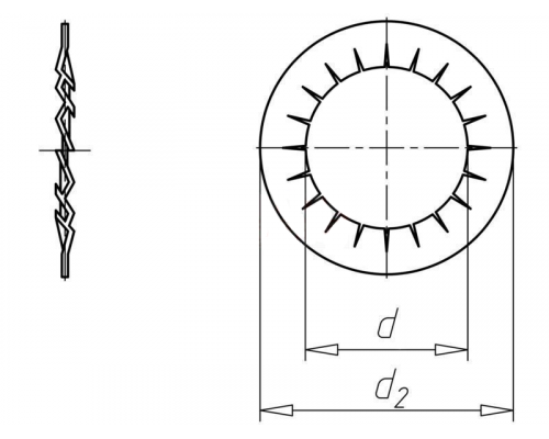Шайба стопорная с внутренними зубцами DIN 6798 J (A2) форма J, 3.2xM3