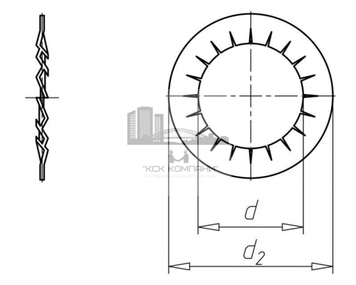Шайба стопорная с внутренними зубцами DIN 6798 J (A2) форма J, 21.0xM20