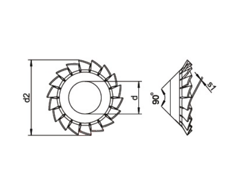 Шайба DIN 6798 форма V стопорная вогнутая с наружными зубцами (оцинкованная сталь), M12x13 мм