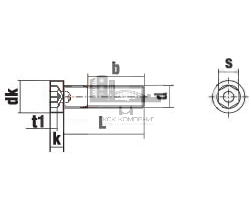 Винт DIN 6912 с цилиндрической низкой головкой и внутренним шестигранником оцинкованная сталь класс прочности 8.8, M6x16 мм