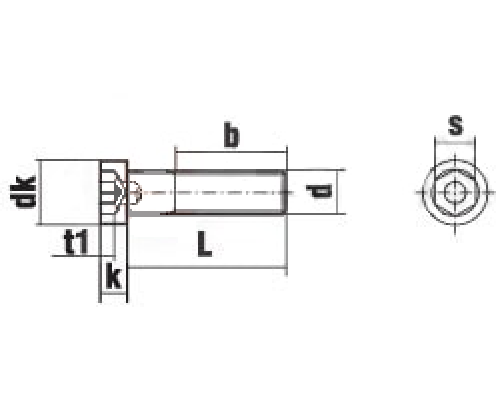 Винт DIN 6912 с цилиндрической низкой головкой и внутренним шестигранником оцинкованная сталь класс прочности 8.8, M6x16 мм  — Винты с внутренним шестигранником (HEX)