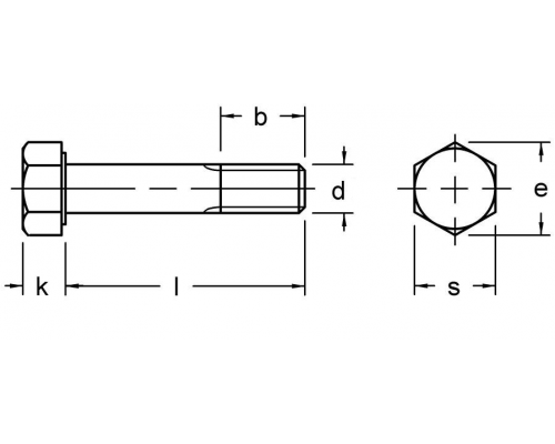 Болт высокопрочный DIN 6914 c шестигранной увеличенной головкой и неполной резьбой (сталь без покрытия класс прочности 10.9), M24x160 мм  купить в Москве
