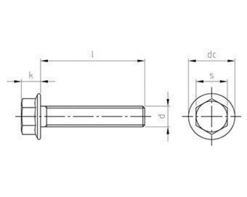 Болт DIN 6921 (A4) с шестигранной головкой с плоским фланцем, M6x12