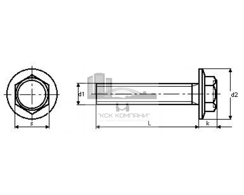 Болт DIN 6921 с шестигранной головкой фланцем и полной резьбой (оцинкованная сталь класс прочности 8.8), M8x20 мм