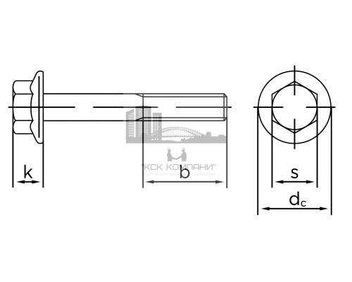 Болт с шестигранной головкой DIN 6921 с фланцем и неполной резьбой оцинкованная сталь класс прочности 8.8, M6x16 мм