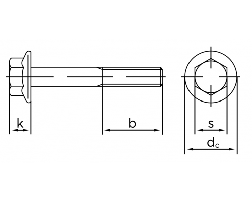 Болт с шестигранной головкой DIN 6921 с фланцем и неполной резьбой оцинкованная сталь класс прочности 8.8, M6x25 мм