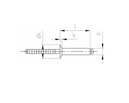 Заклепка вытяжная DIN 7337 А2 - А2 с потайным бортиком, 3.2x6 мм 1.5-3.5 мм
