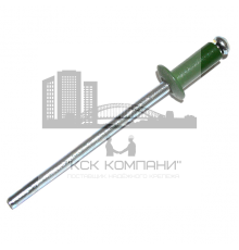 Заклепка вытяжная DIN 7337 окрашенная с выпуклой шляпкой алюминий - сталь (RAL 6002), 3.2x8 мм (3-5 мм)