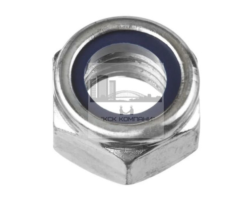 Гайка шестигранная самоконтрящаяся DIN 985 низкая с нейлоновым кольцом (оцинкованная сталь класс прочности 10), M18