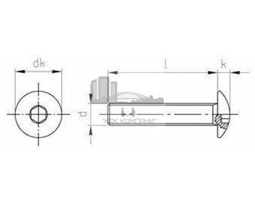 Винт ISO 7380 (A2) с полукруглой головкой и внутренним шестигранником, M12X40  — Винты с внутренним шестигранником (HEX)