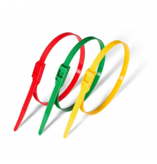 Хомут нейлоновый (кабельная стяжка) с многоразовым горизонтальным соединительным замком фиолетовый, 8x400 мм