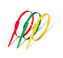 Хомут нейлоновый (кабельная стяжка) с многоразовым горизонтальным соединительным замком светло-голубой, 8x400 мм